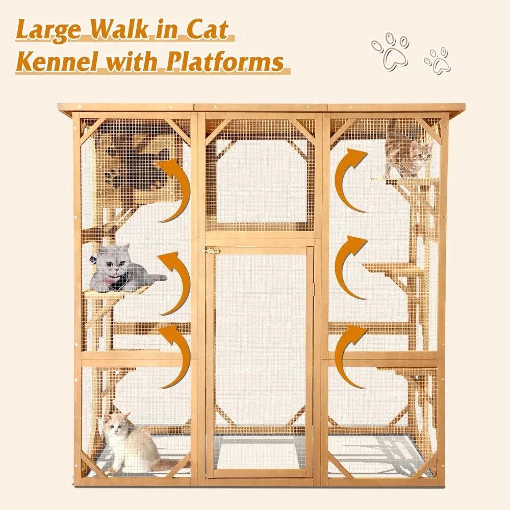 Wooden Outdoor Cat Enclosure Catio Weatherproof Playpen