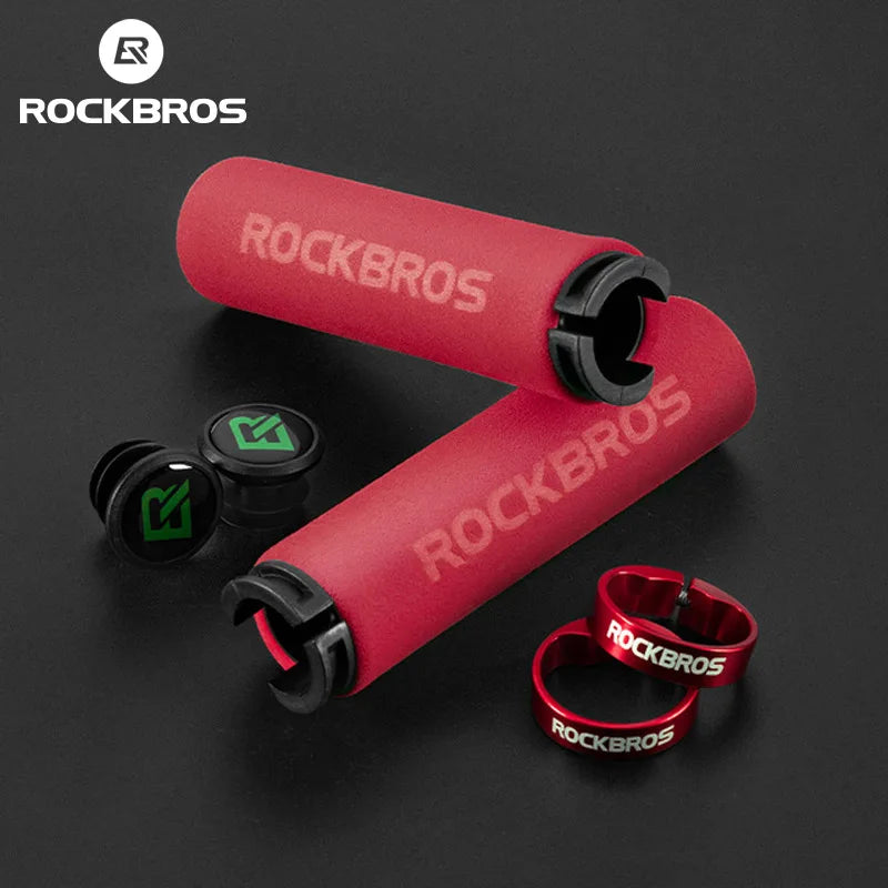 ROCKBROS Cycling Bicycle Gear Grips MTB Bike Silicone Sponge Handlebar Soft Ultralight Grips Anti-skid Shock-absorbing Bike Part