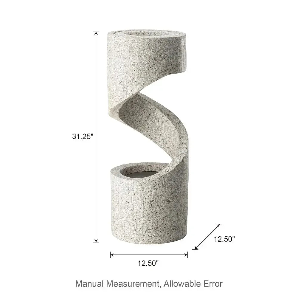 LED Outdoor Water Fountain Decorative Tiered Spiral Curved Waterfall Feature Planter with Relaxing Sound and Durable Resin Garden Accent