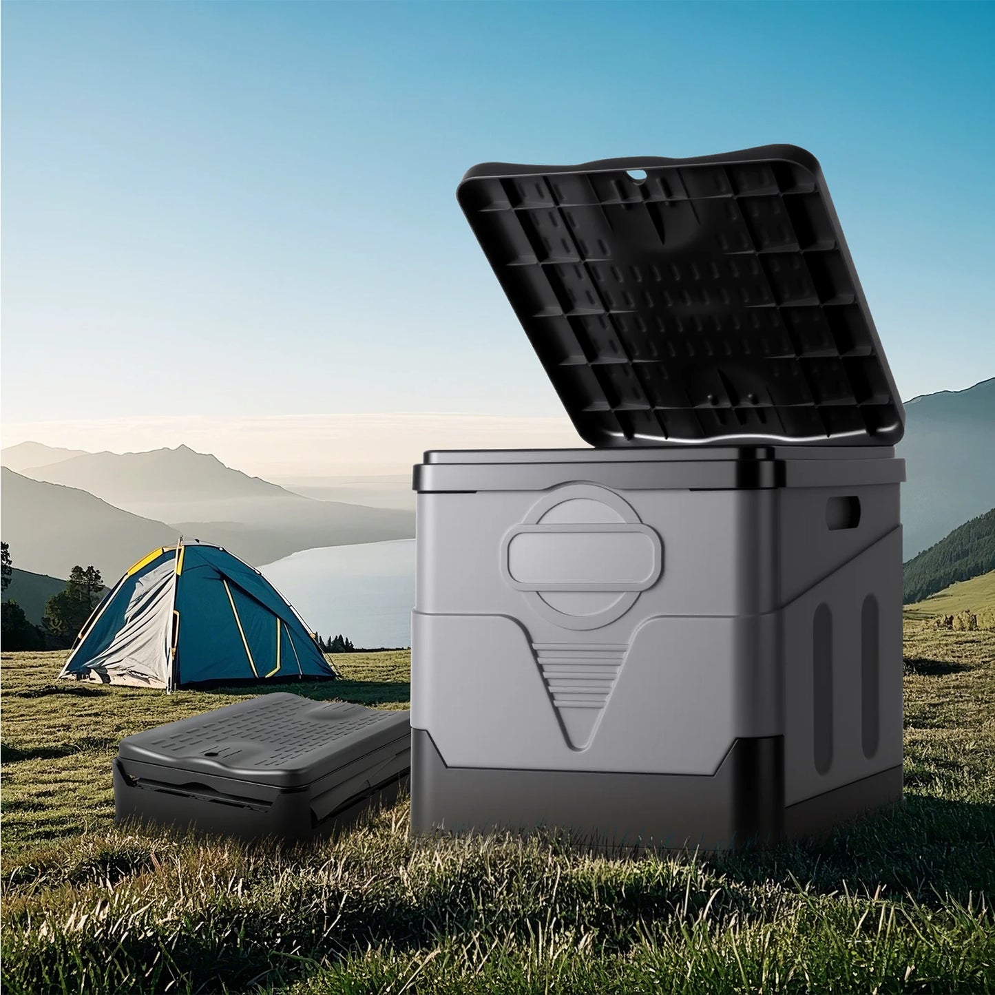 Camping Folding Toilet For Car With Lid And Paper Holder
