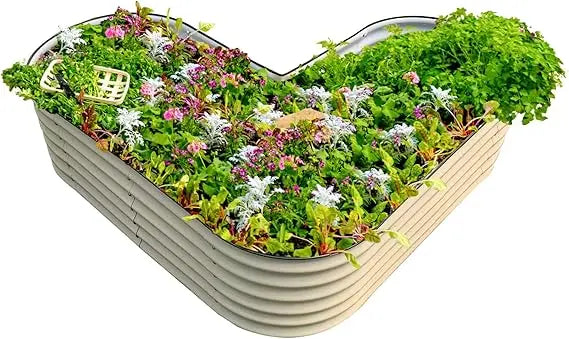 Vego Garden 17 Inch Tall L Shape Raised Garden Bed Metal Planter Box for Vegetables and Flowers Standard Size