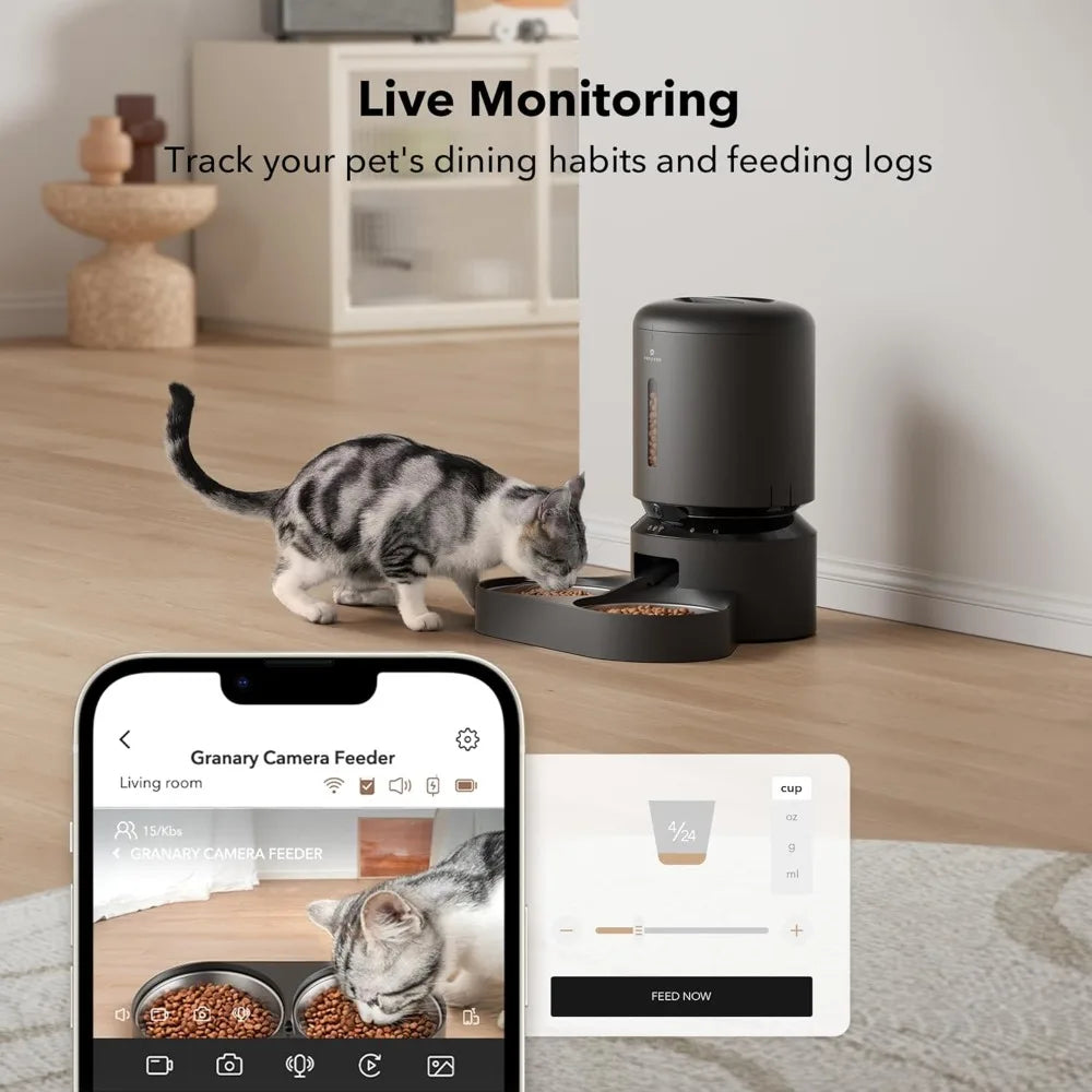 Automatic Cat Feeder With Camera For Two Cats 1080P HD Video With Night Vision 5G WiFi Pet Feeder With Two Way Audio Sound Alerts - Get Outside Today 25