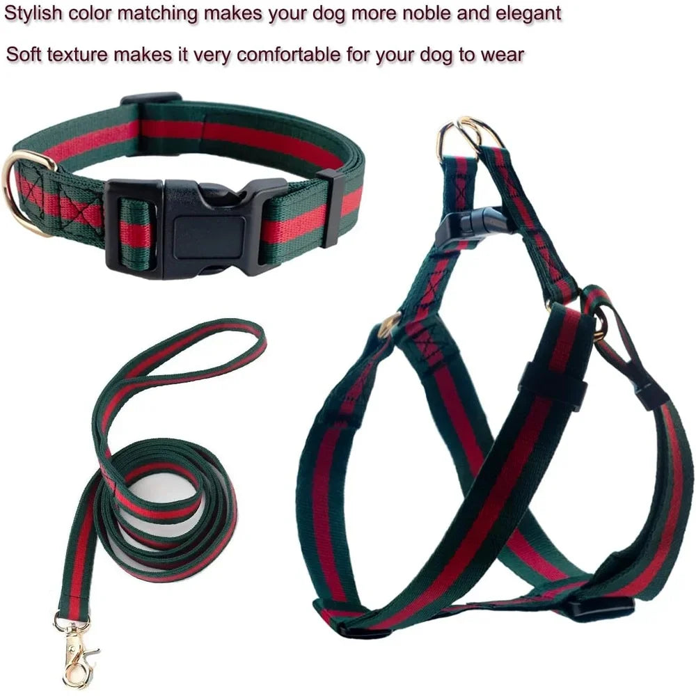 Premium Dog Harness Collar Leash Set Adjustable Soft Durable Breathable Stylish