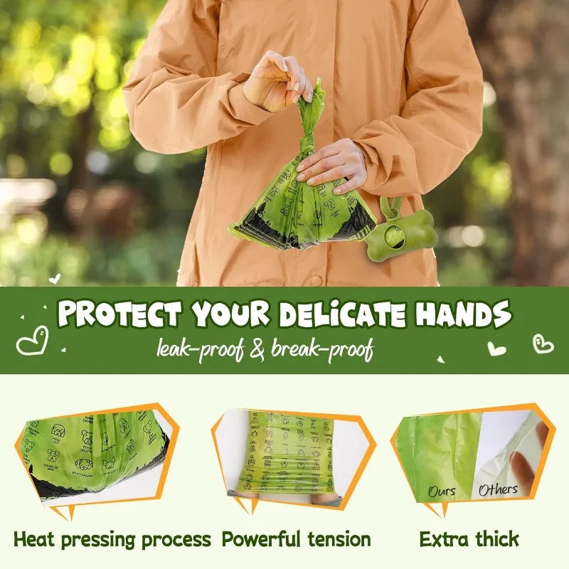 Dog Poop Bag Set with Dispenser & Leash Clip, Thick Waste Poop Bags for Puppy/Small/Medium/Large Dog & Cat - Get Outside Today 25