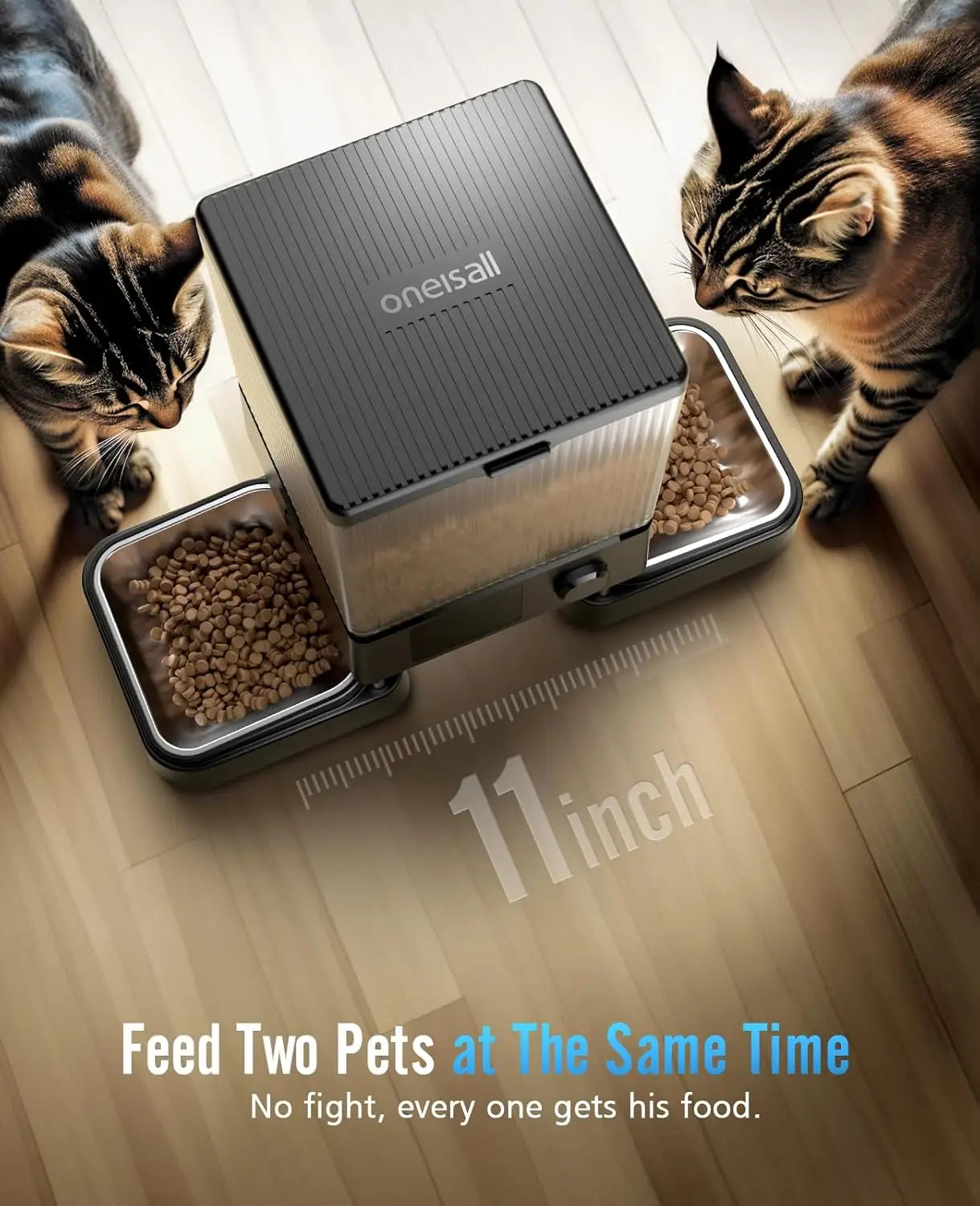 oneisall Automatic Cat Feeder with 5G WiFi, Automatic Cat Food Dispenser for 2 Cats Small Pets,20 Cups/5L Timed with APP Control