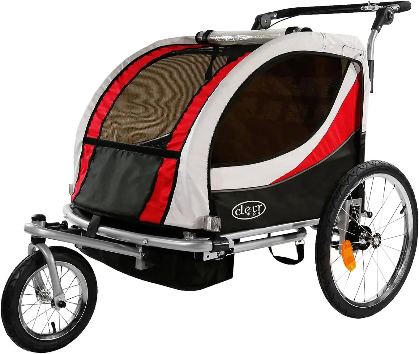 Deluxe 3-in-1 Double Two Seat Bicycle Bike Trailer Jogger Stroller for Kids Children Foldable Collapsible with Pivot Front Wheel