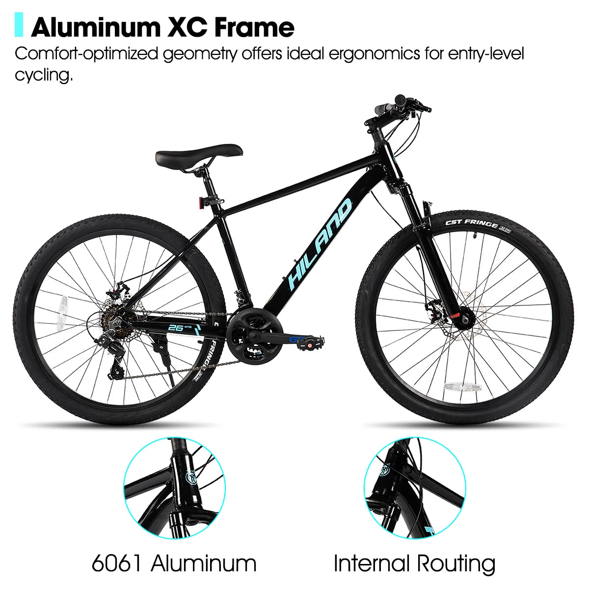 Hiland 26 Inch Aluminum Mountain Bike Unisex 21 Speed