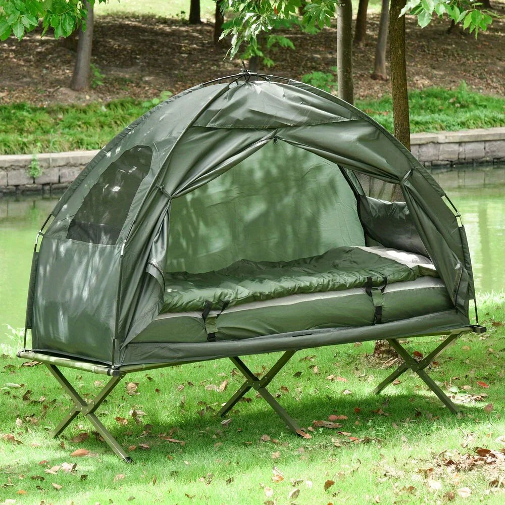 Outdoor 1-Person Folding Tent Elevated Camping Cot With Air Mattress Sleeping Bag - Get Outside Today 25