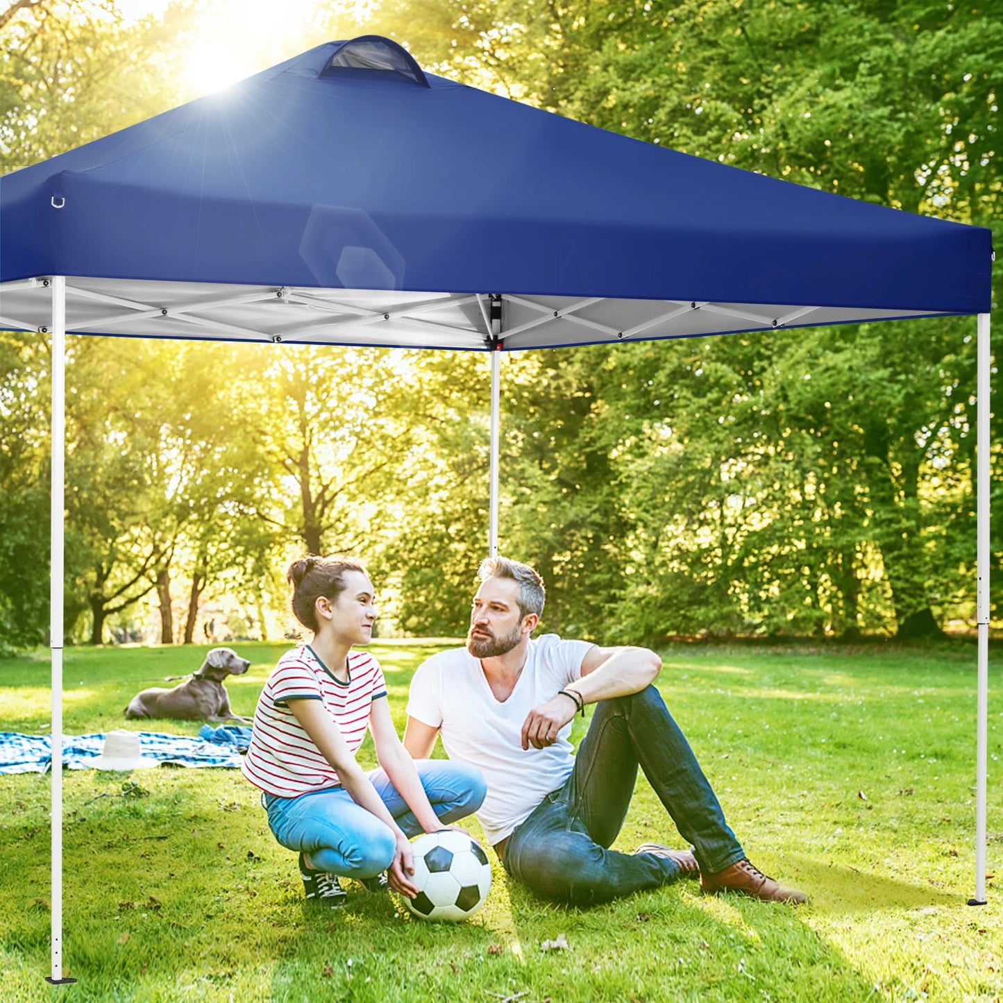 10x10 EZ Pop Up Canopy Tent with 4 Sidewalls Waterproof Outdoor Canopy with Air Vent UPF 50+ Gazebo for Sun Shade Party with 4 Sandbags