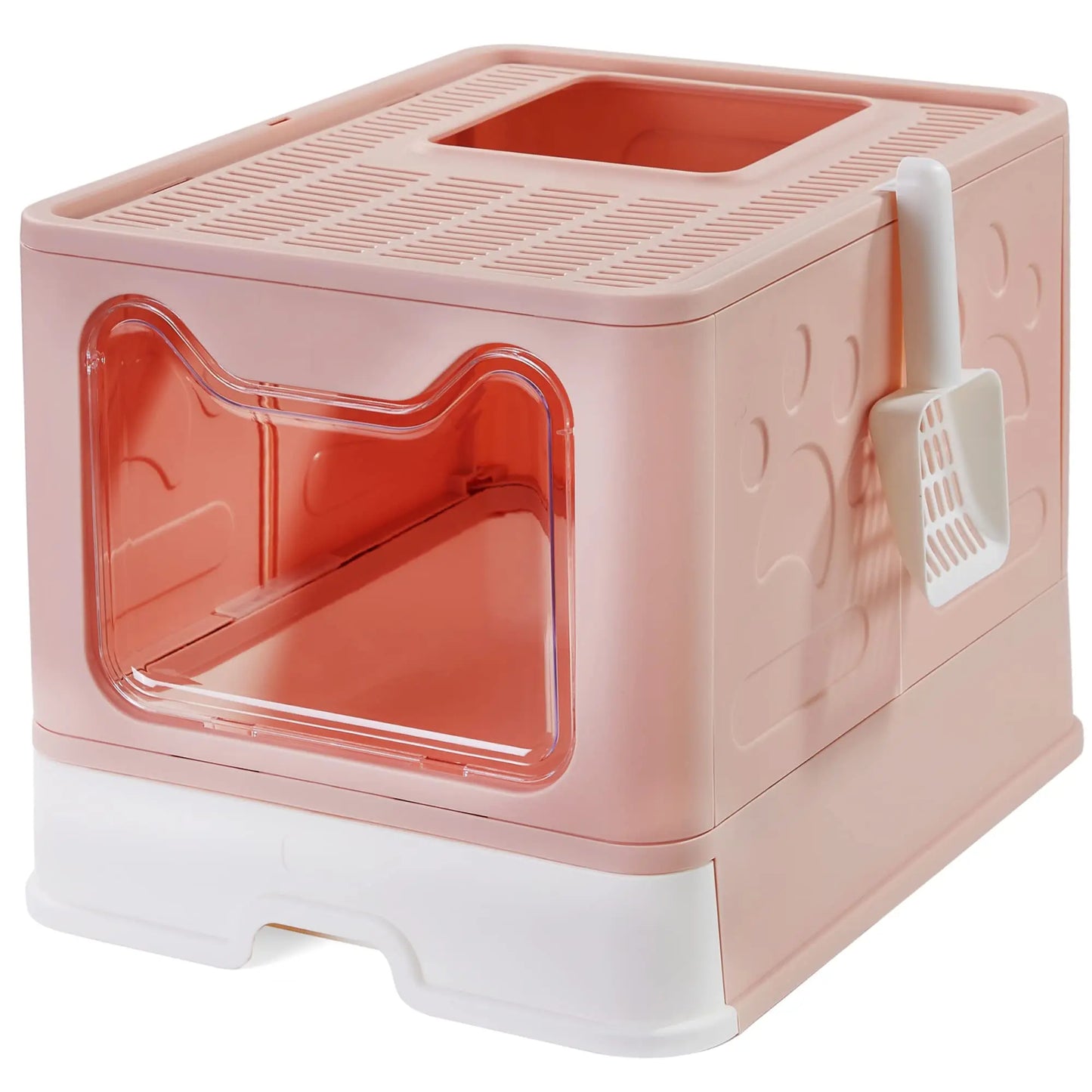 Collapsible Litter Pan with Lid Enclosed Litter Pan Top Entry Splash Proof Cat Toilet Easy to Clean with Litter Scoop