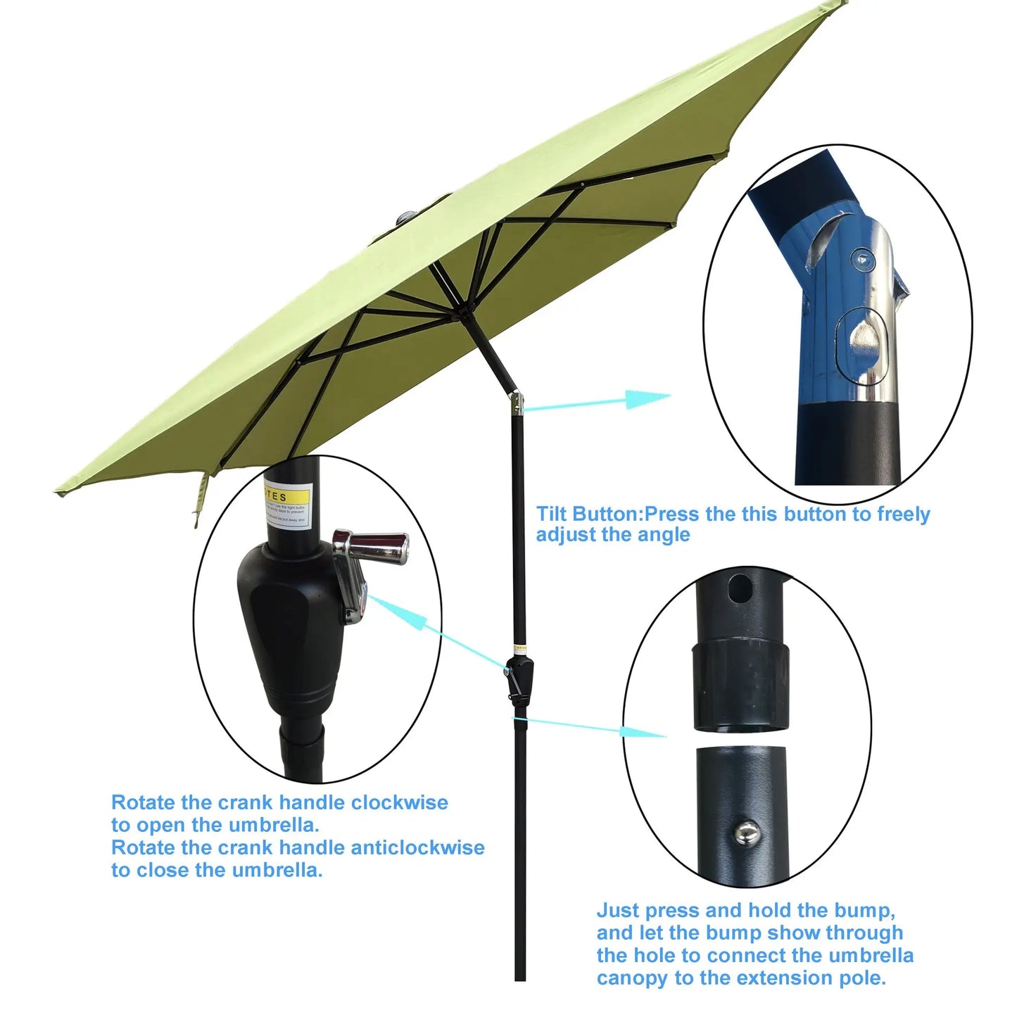 6 x 9ft Patio Outdoor Waterproof Umbrella with Crank Tilt - Get Outside Today 25