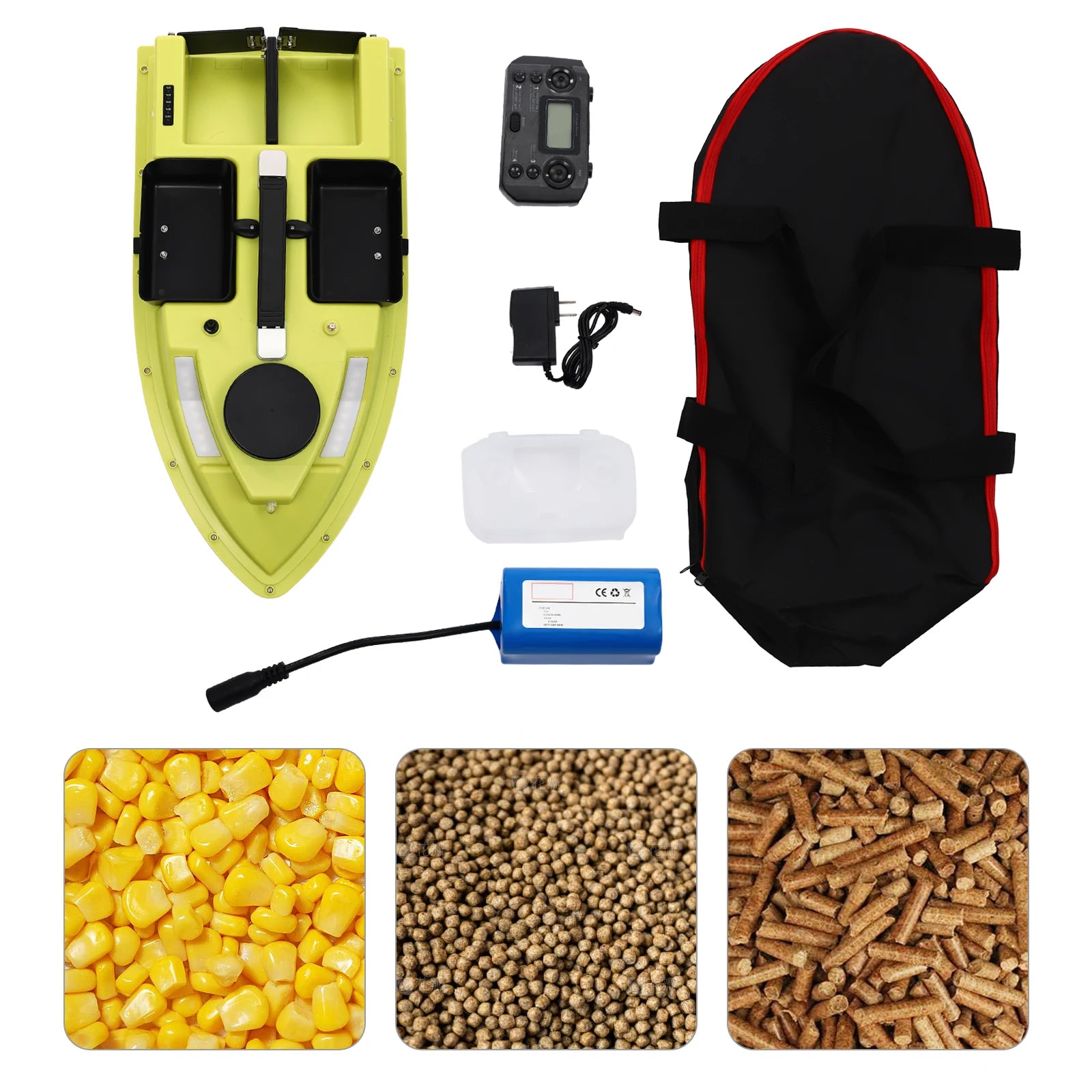 GPS RC Bait Boat for Fishing w/5200mAh Battery LED Screen Fishing Bait Boat 500M RC 40W 4 Bait Slot Fishing Bait Boat Set - Get Outside Today 25