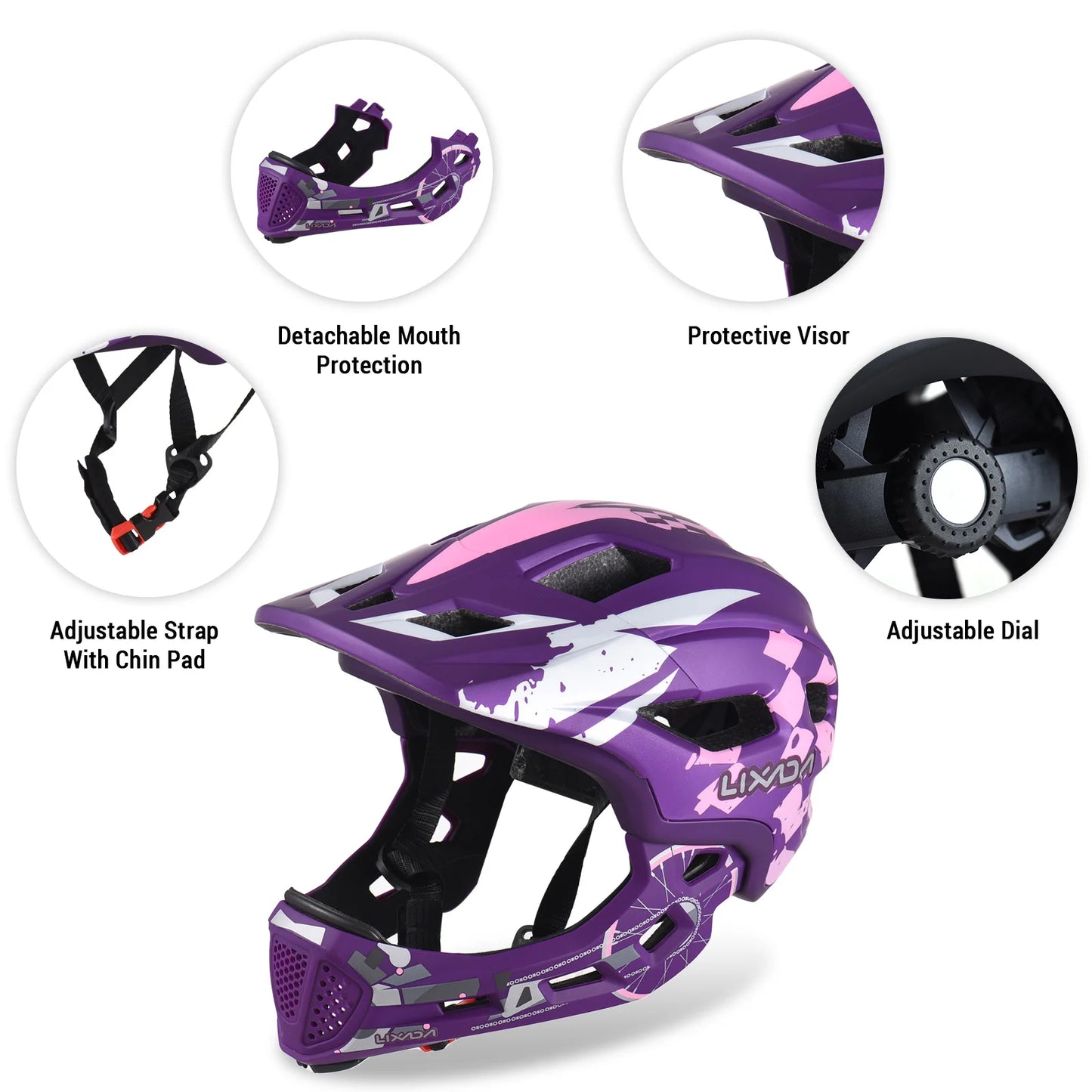 Kids Cycle Helmet Detachable Full Face Adjustable Safety Helmet for Children