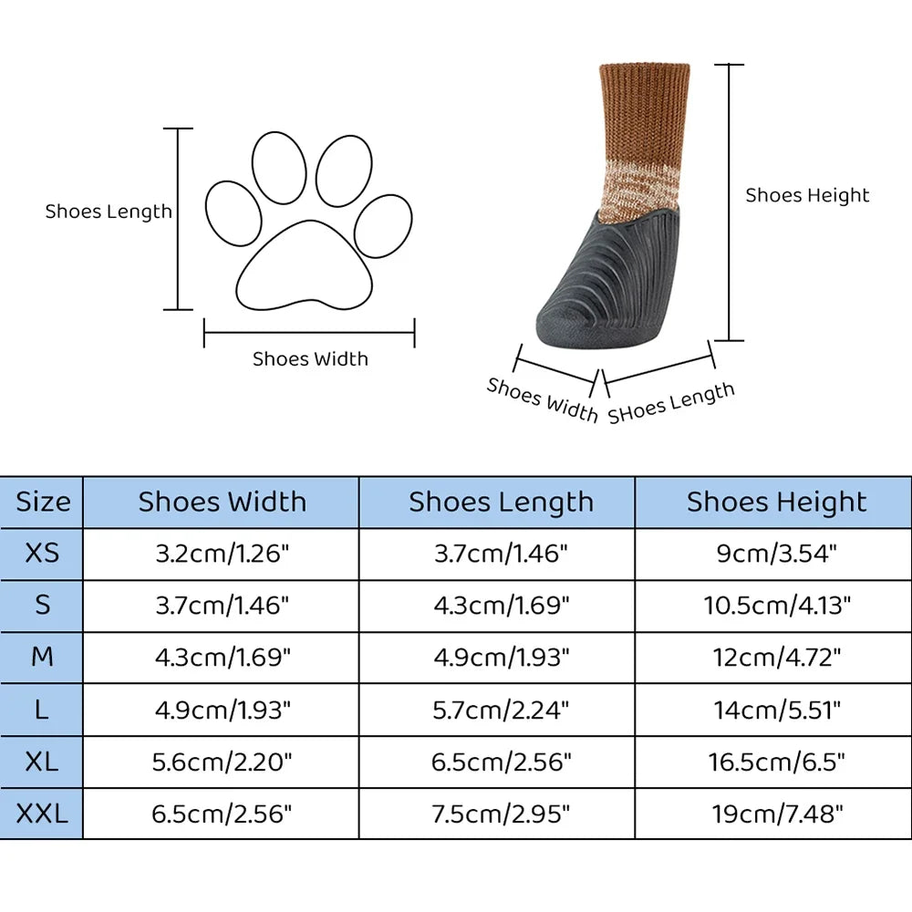 4PCS Dog Shoes Waterproof Fall Winter Pet Snow Boots Puppy Sock Shoes with Antislip Sole Soft Comfortable Dog Paw Protector - Get Outside Today 25