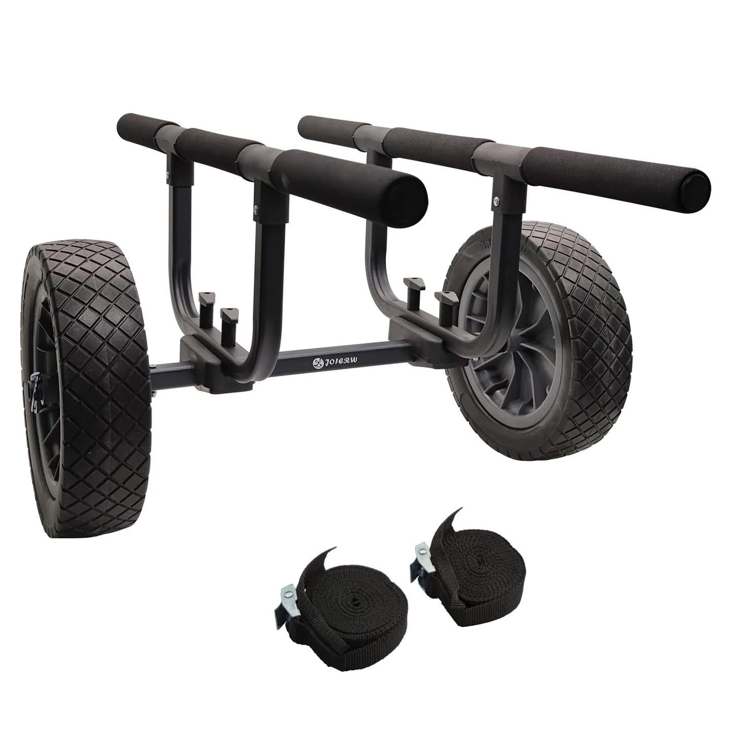 Heavy Duty Kayak Cart Width Adjustable Canoe Cart with 12 Inch Flat Free Beach Wheels Boat Dolly Transport Carrier
