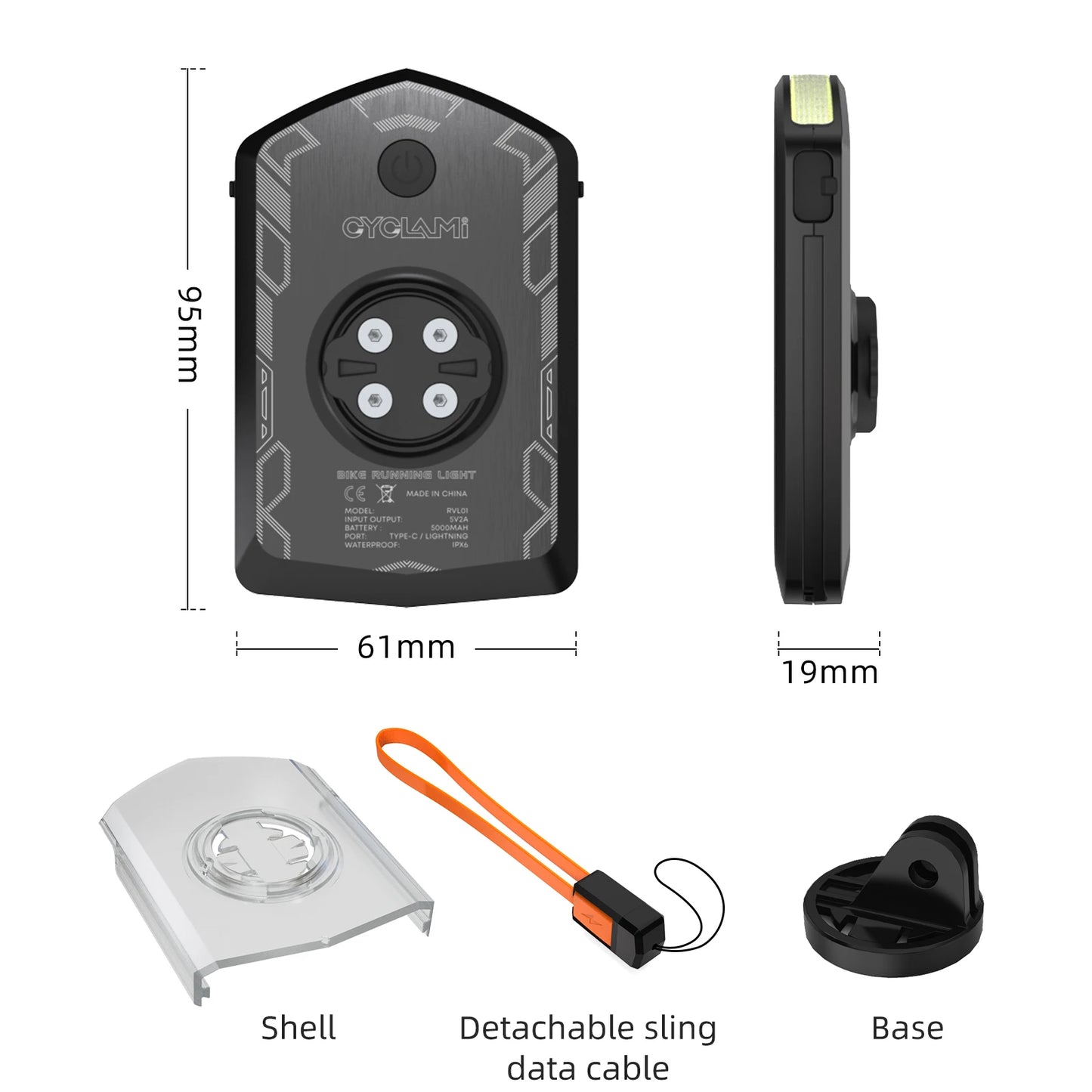 CYCLAMI RVL01 Bicycle Headlight Bike Light Cycling 5000mAh Type-C Charging Front Lamp For Garmin XOSS IGPSPORT COOSPO GEOID - Get Outside Today 25