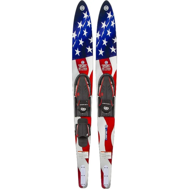 O'Brien Celebrity 68 Inch Combo Waterskis with Adjustable X-7 Bindings for All Skill Levels