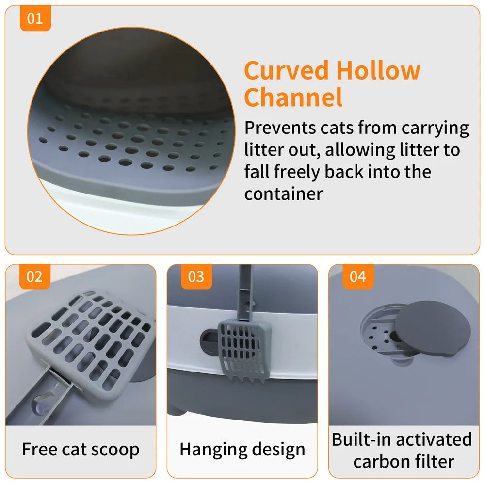 Large Cat Litter Box Enclosed Odorless Hooded Litter Tray Deep Cat Toilet Pan Easy Clean Non Stick - Get Outside Today 25