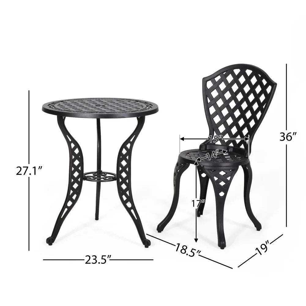 Metal Outdoor Garden Furniture Set with Lattice Pattern for Patio and Backyard