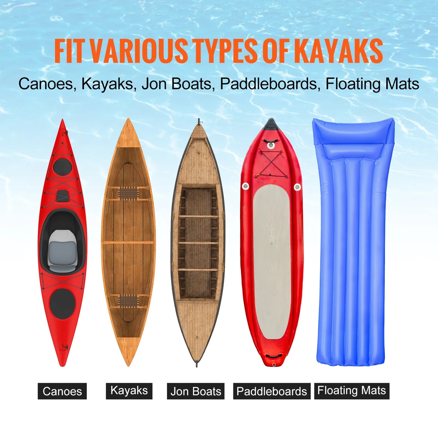 VEVOR Kayak Cart 450 Pounds Detachable Canoe Trolley Cart with 12 Inch Tires Adjustable Width for Paddleboards Float Mats and Jon Boats
