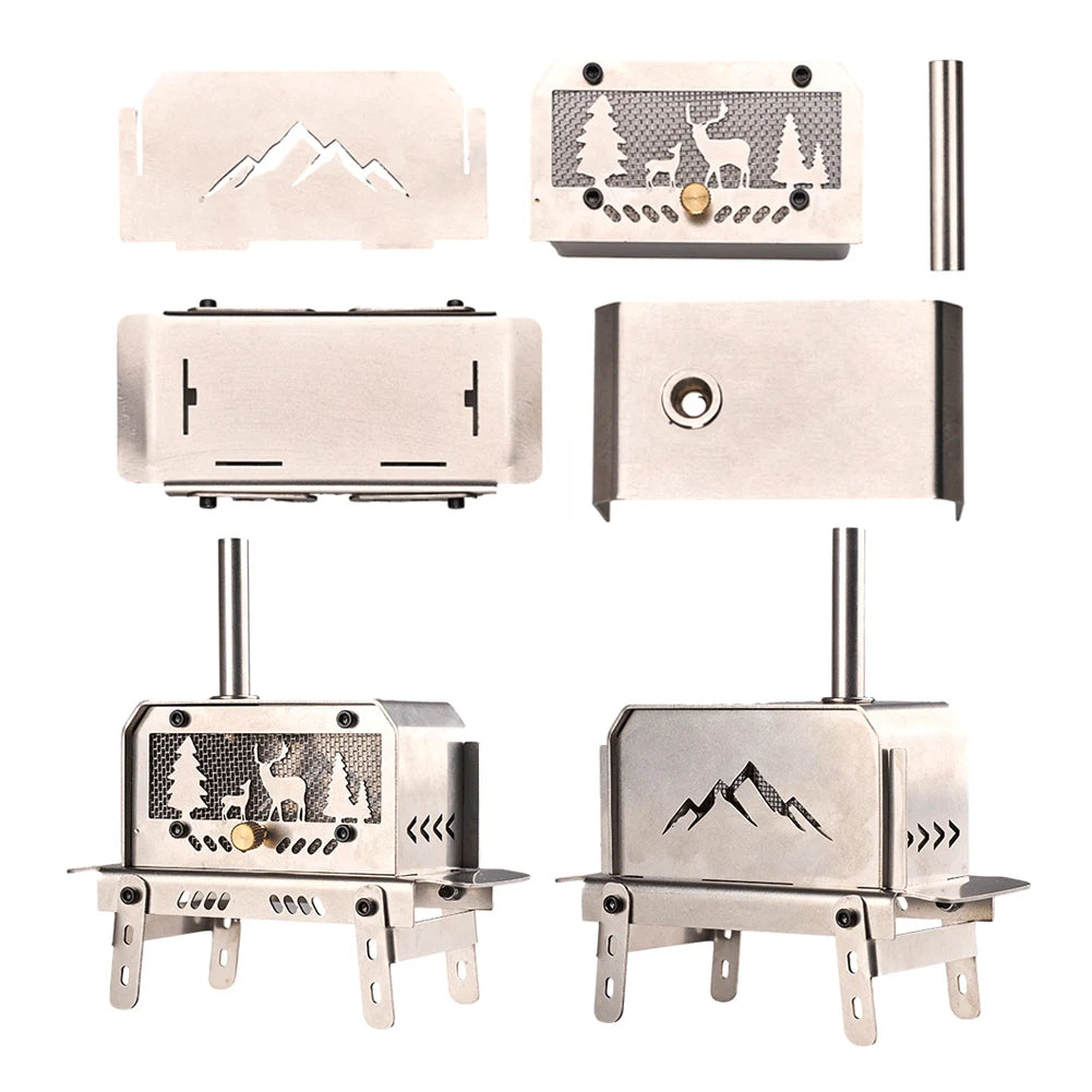 Mini Tent Stove With Chimney Stainless Steel Outdoor Stove