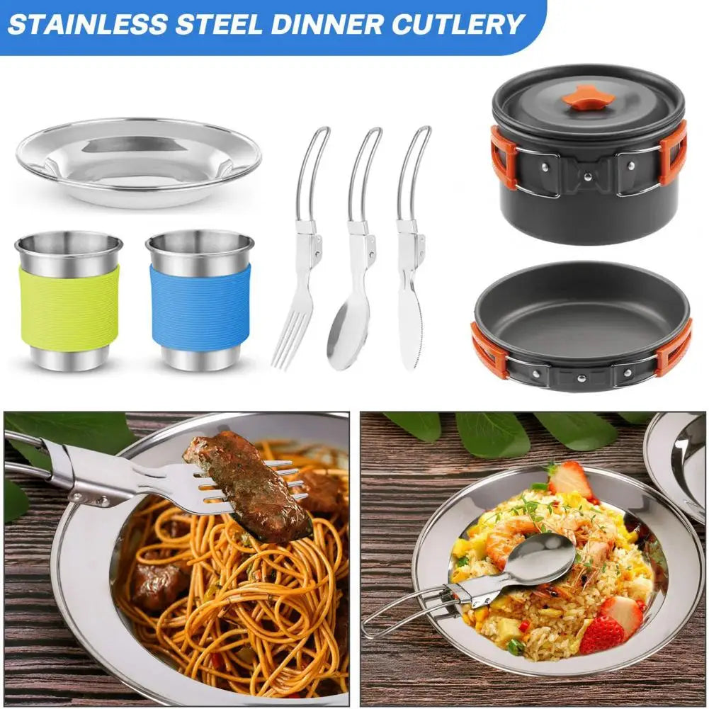 Portable Cooking Utensils Set Portable 2-person Camping Cookware Kit with Non-stick Pot Pan Kettle Outdoor Backpacking for Food - Get Outside Today 25