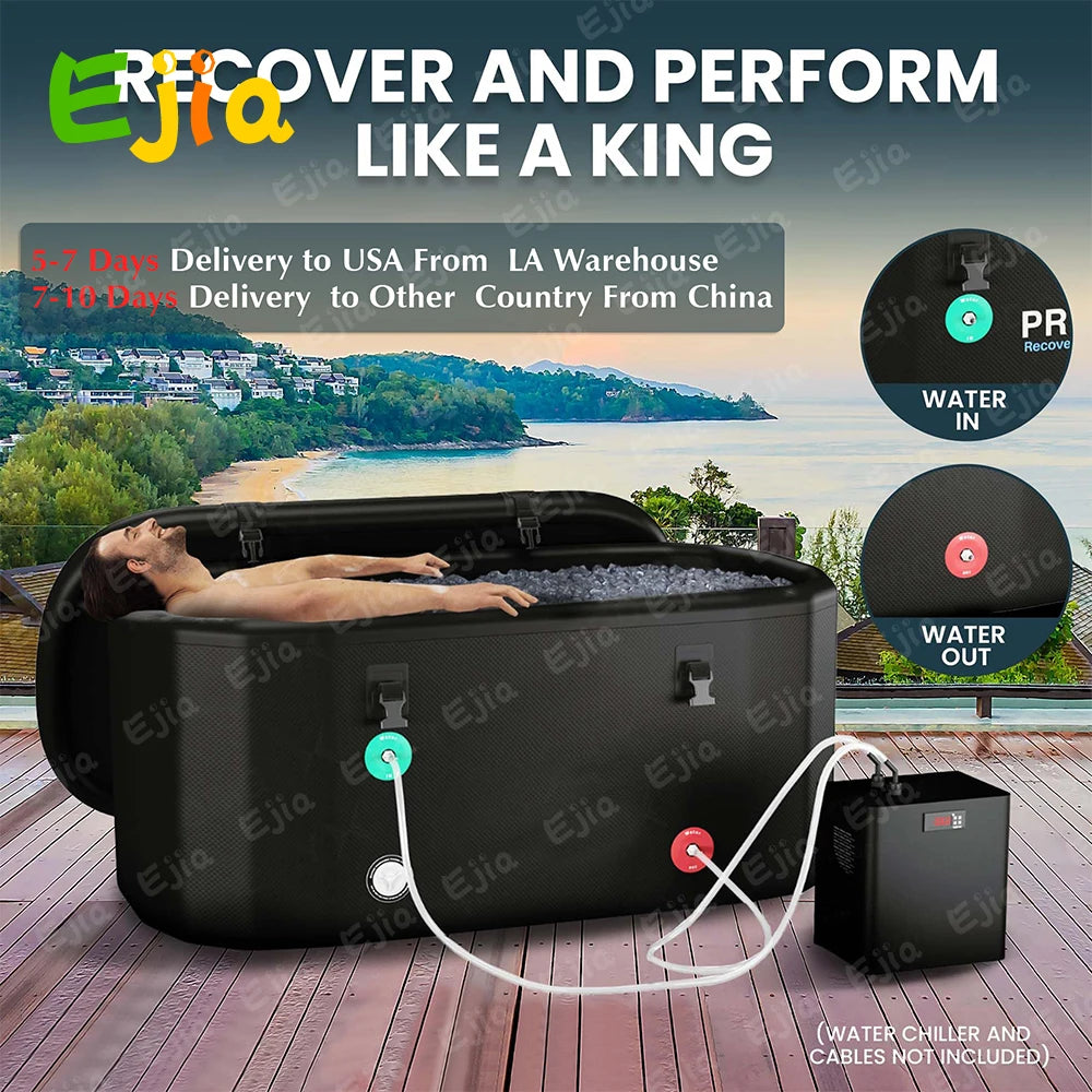 52L Inflatable Ice Bath Tub Compatible For Water Chillers 140 Gallons Portable Cold Plunge Tub for Athletes Recovery with Lid - Get Outside Today 25