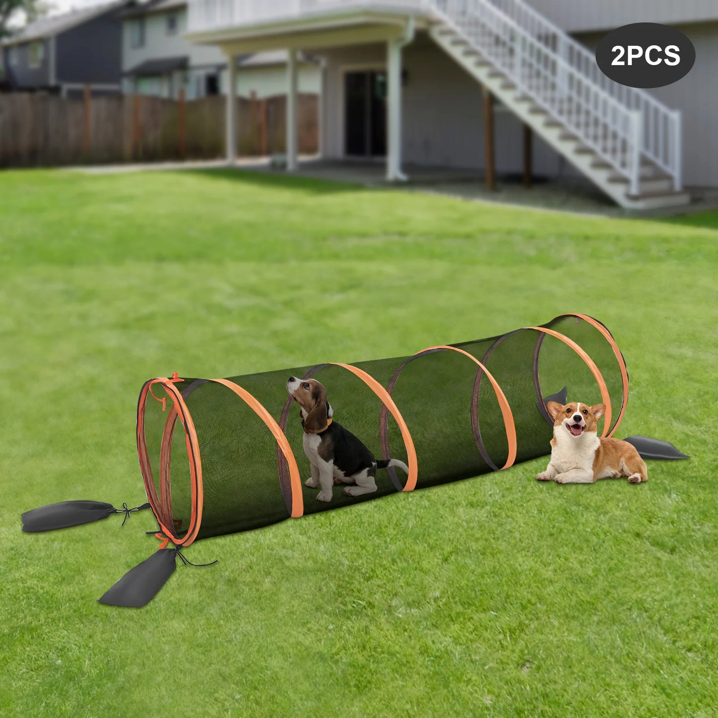 2pcs Foldable Cat Play Tunnel and House Mesh Channel for Cats and Small Dogs Hole Drilling Game - Get Outside Today 25