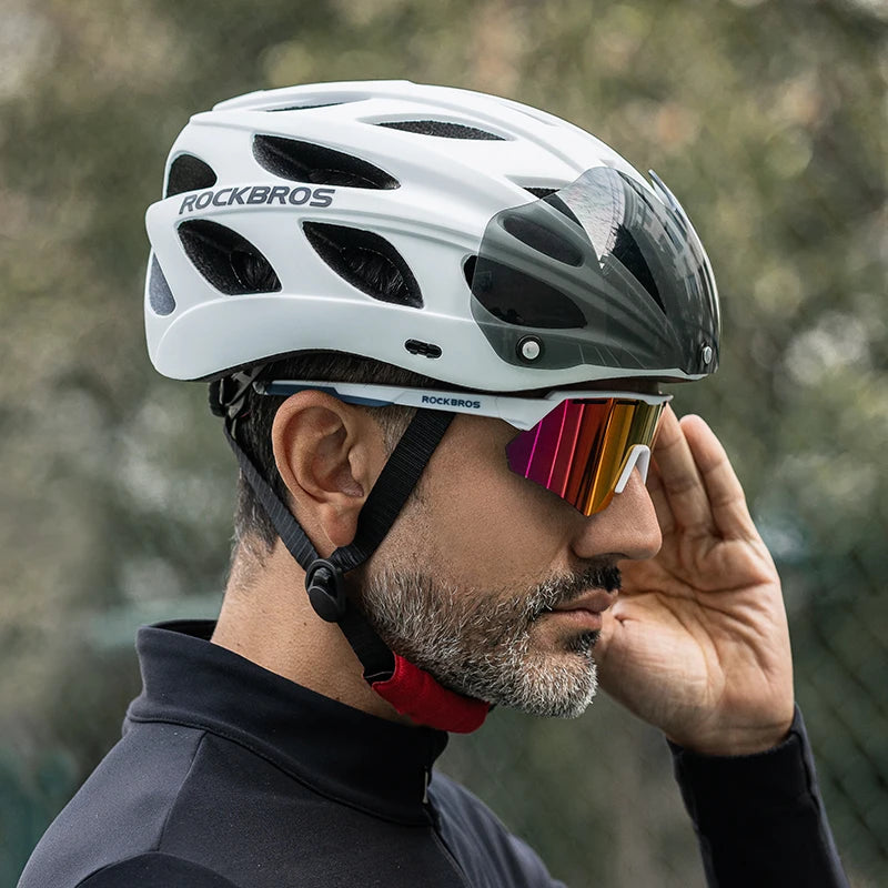 ROCKBROS Cycling Helmet Lightweight Integrated Helmet Head Protection Safety Helmet With Goggles Men Women MTB Road Bike Helmet - Get Outside Today 25