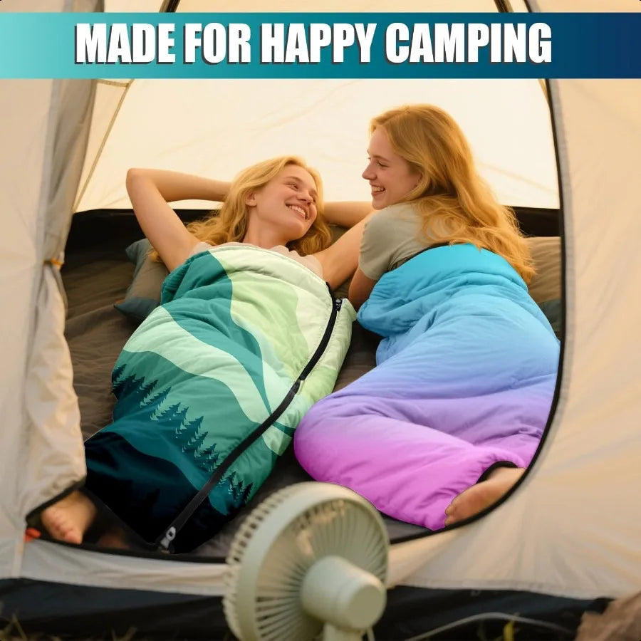 Three Season Sleeping Bag For Adults Lightweight Waterproof Cotton Filled Backpacking Camping Hiking Warm Cold Weather