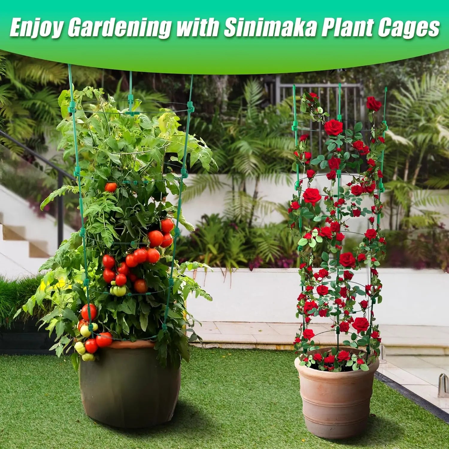 4 Pack Adjustable Tomato Cages 36 Inch Plant Support Garden Trellis for Tomatoes Cucumbers Vegetables Flowers Roses - Get Outside Today 25