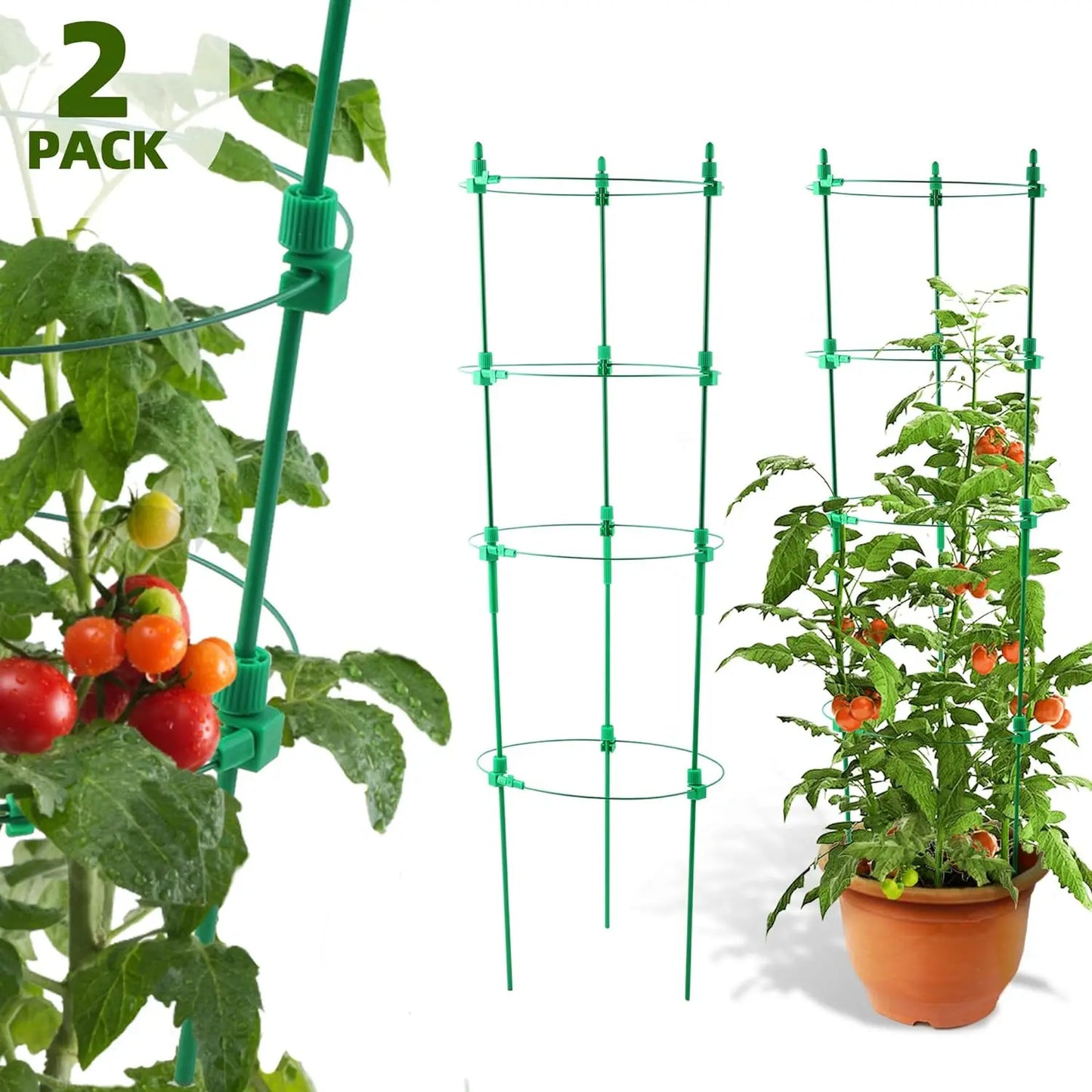 4 Pack Adjustable Tomato Cages 36 Inch Plant Support Garden Trellis for Tomatoes Cucumbers Vegetables Flowers Roses - Get Outside Today 25