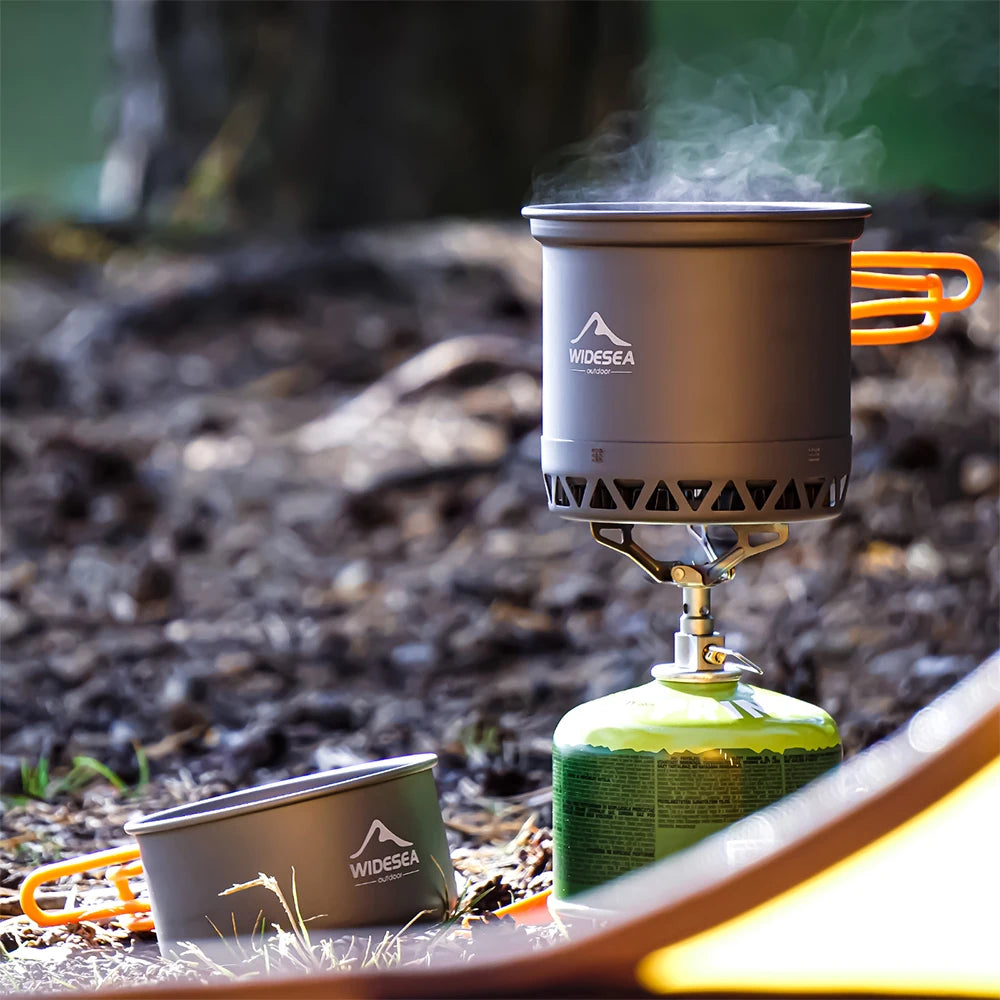 Widesea Camping Cookware Set 1.3L 2.3L Outdoor Cooking Pot Kettle Travel Tableware Utensil Equipment