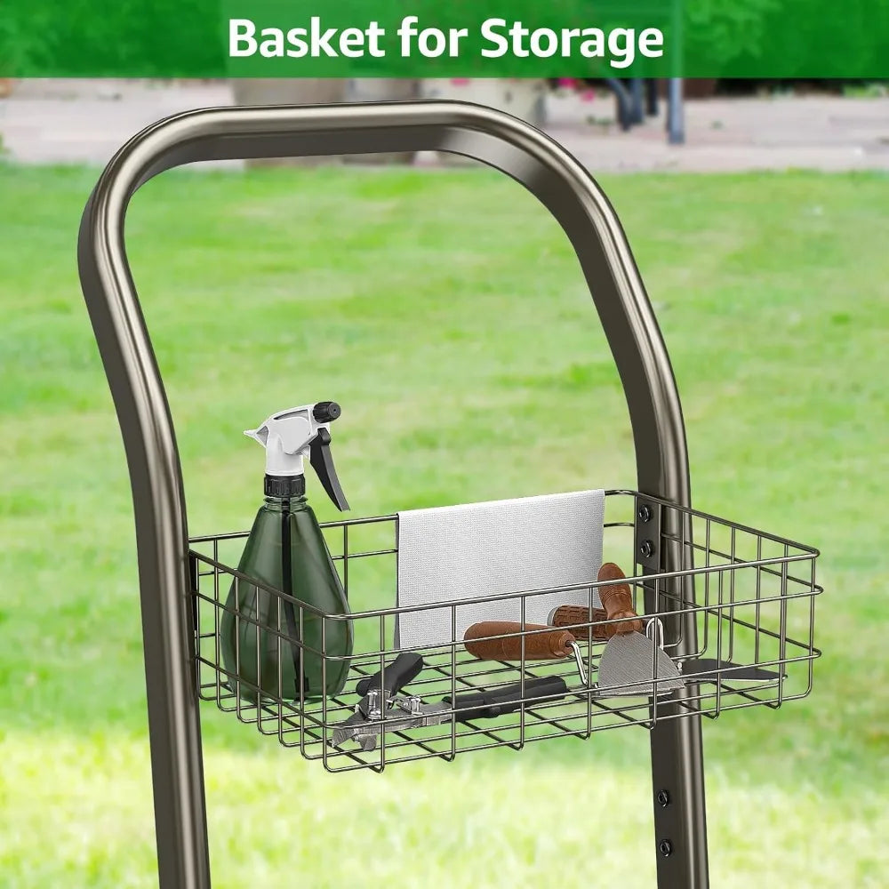 Garden Hose Reel Cart with Wheels Heavy Duty Steel Frame Holds Up to 200 Ft 58 Inch Hose with Storage Basket Mobile Outdoor Lawn Yard Water Hose Reel - Get Outside Today 25