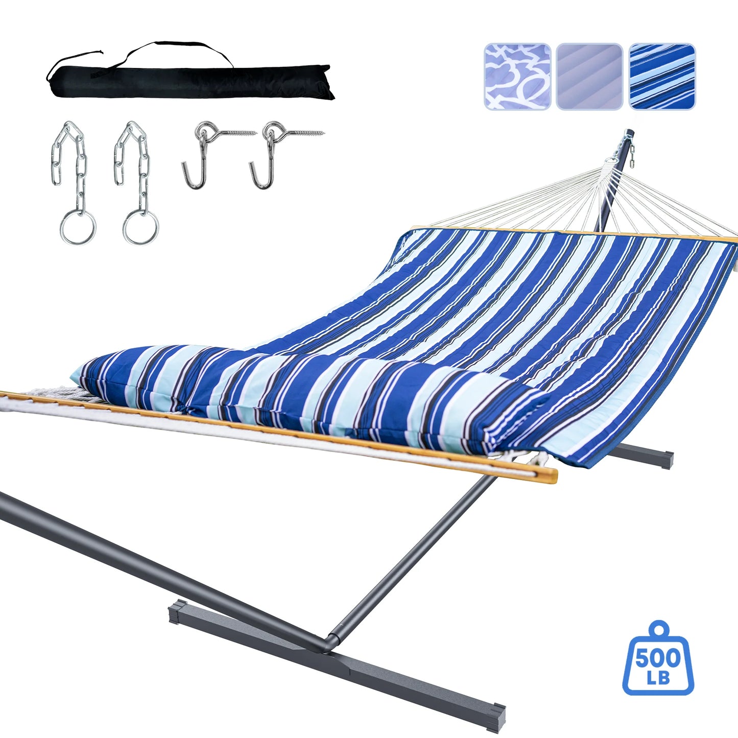 Heavy Duty Outdoor Hammock With Steel Stand Detachable