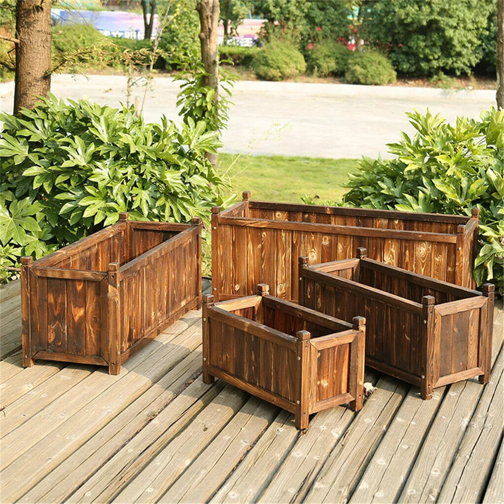 Premium Pine Wood Raised Garden Bed For Indoor Outdoor Herb Flower Planting