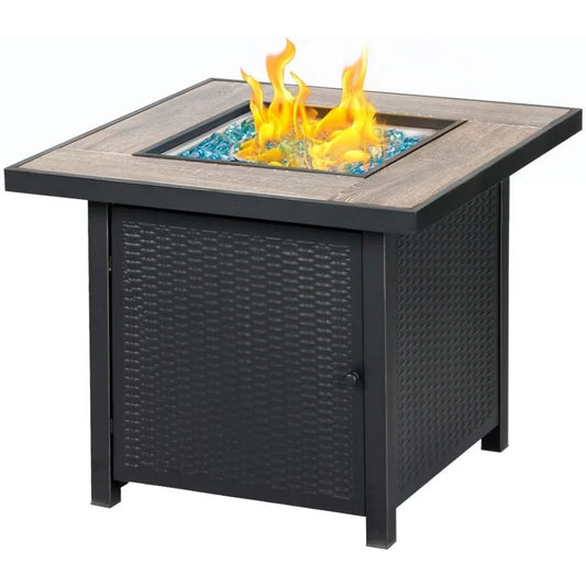 50000 BTU Propane Fire Pit Table Outdoor Square Patio