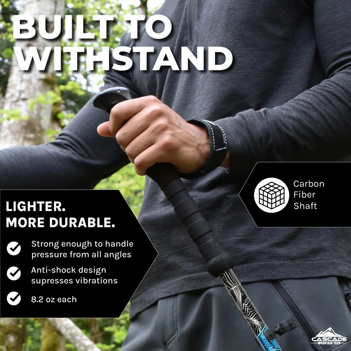 Carbon Fiber Quick Lock EVA Grip Trekking Poles 54 Inch