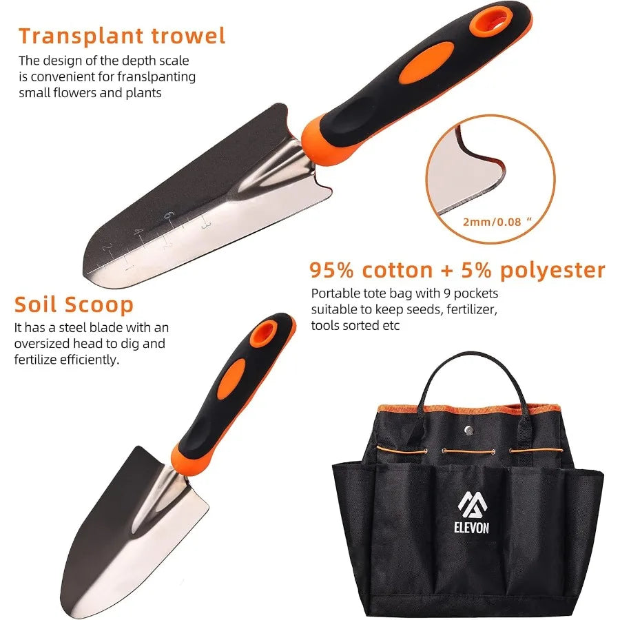 Stainless Steel Heavy Duty Gardening Tool Set With Ergonomic Handles And Bag - Get Outside Today 25
