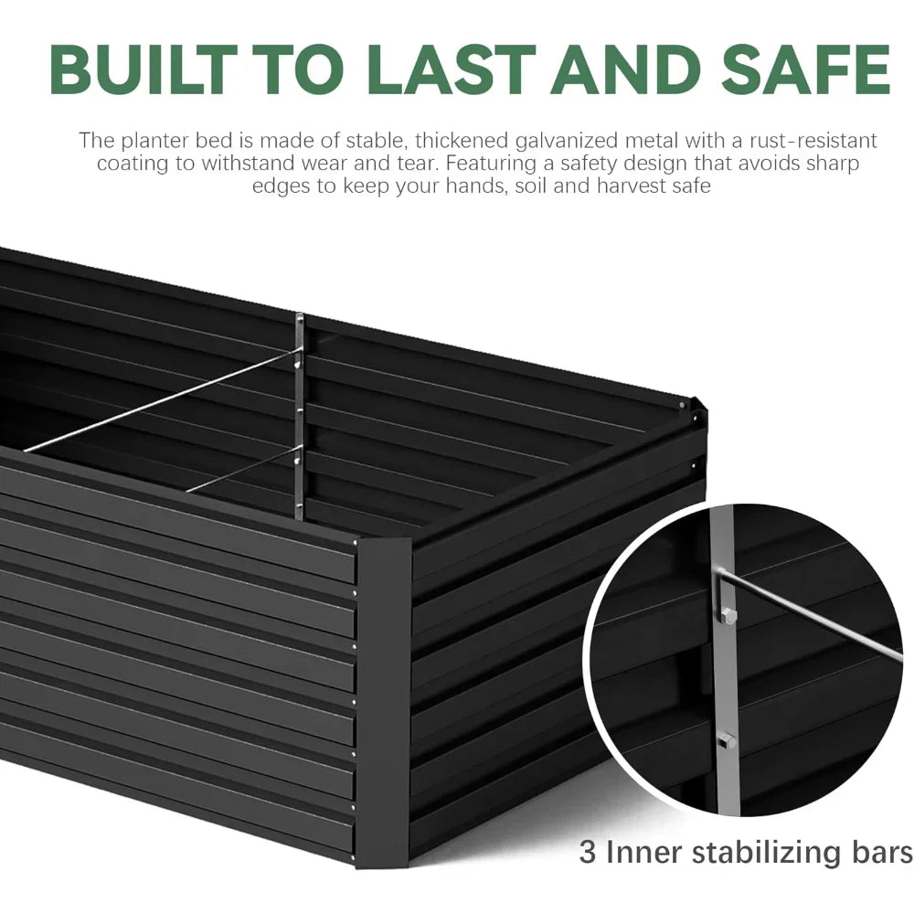 Galvanized Raised Garden Bed Deep Root Planter Box Outdoor for Vegetables Flowers Herbs Large Heavy Metal Planter with Drainage Hole