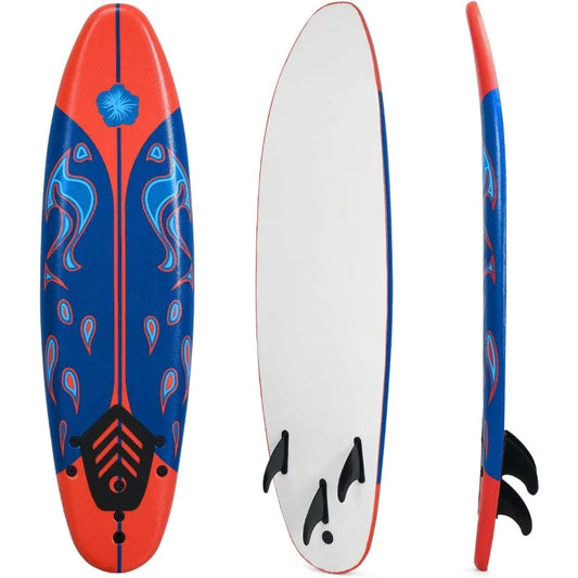 GYMAX Surfboard, 6FT Stand Up Paddle Board with Removable Fins & Safety Leash, Lightweight Non-Slip Paddle Board for Teenagers