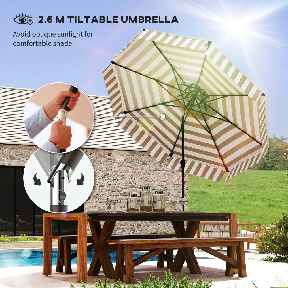 8.6FT Patio Umbrella UPF 30+ Vented Market Umbrella