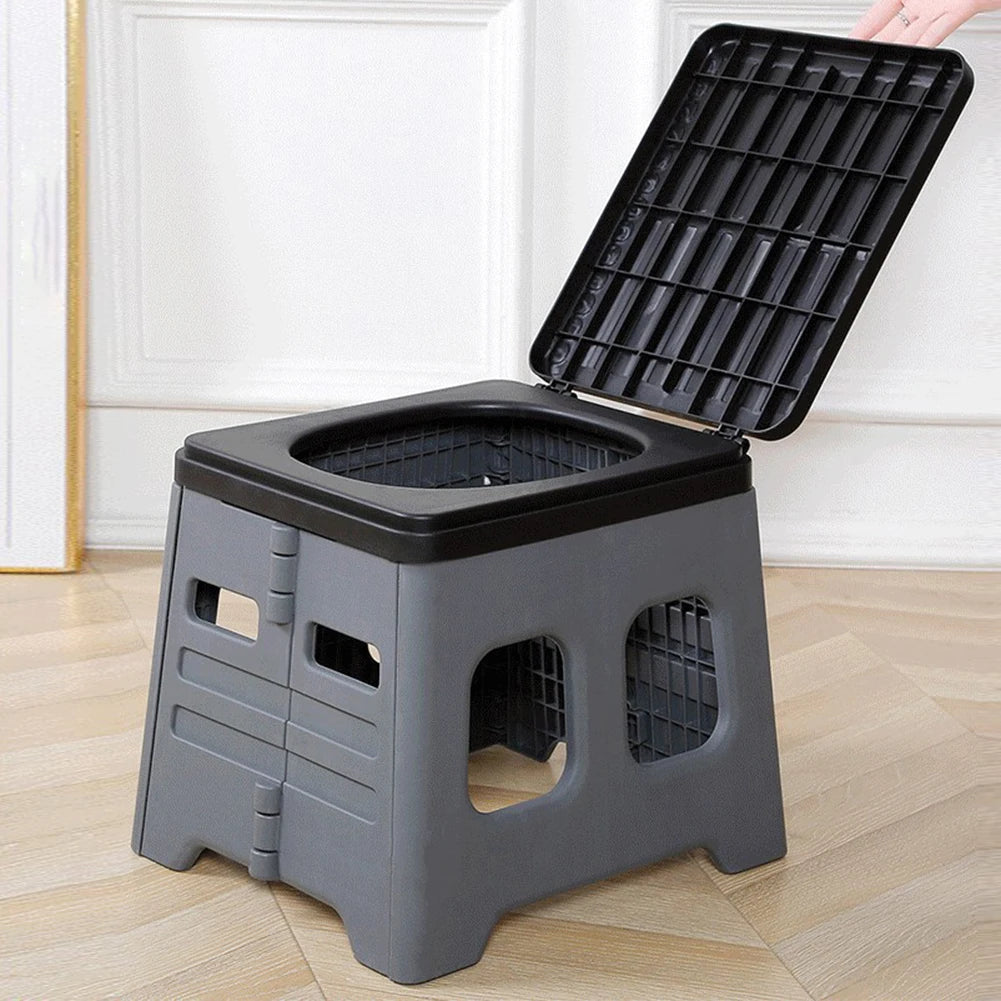 Portable Camping Toilet With Lid Folding Travel Potty