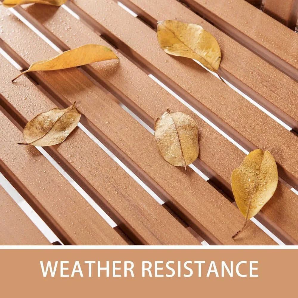 Psilvam 2 Person Poly Lumber Outdoor Bench with 700 Pounds Weight Capacity Weatherproof Garden Seating for Balcony Porch and Park