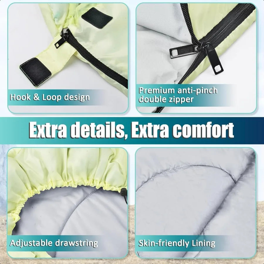 Three Season Sleeping Bag For Adults Lightweight Waterproof Cotton Filled Backpacking Camping Hiking Warm Cold Weather