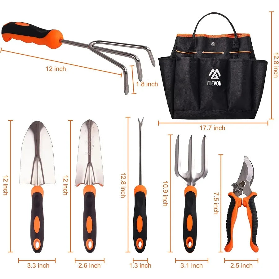 Stainless Steel Heavy Duty Gardening Tool Set With Ergonomic Handles And Bag - Get Outside Today 25