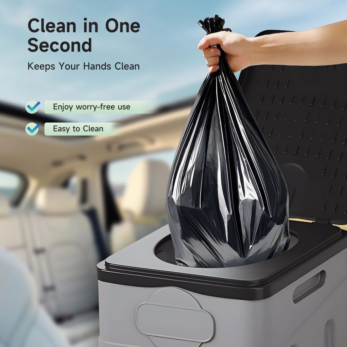Camping Folding Toilet For Car With Lid And Paper Holder