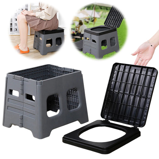Portable Camping Toilet With Lid Folding Travel Potty