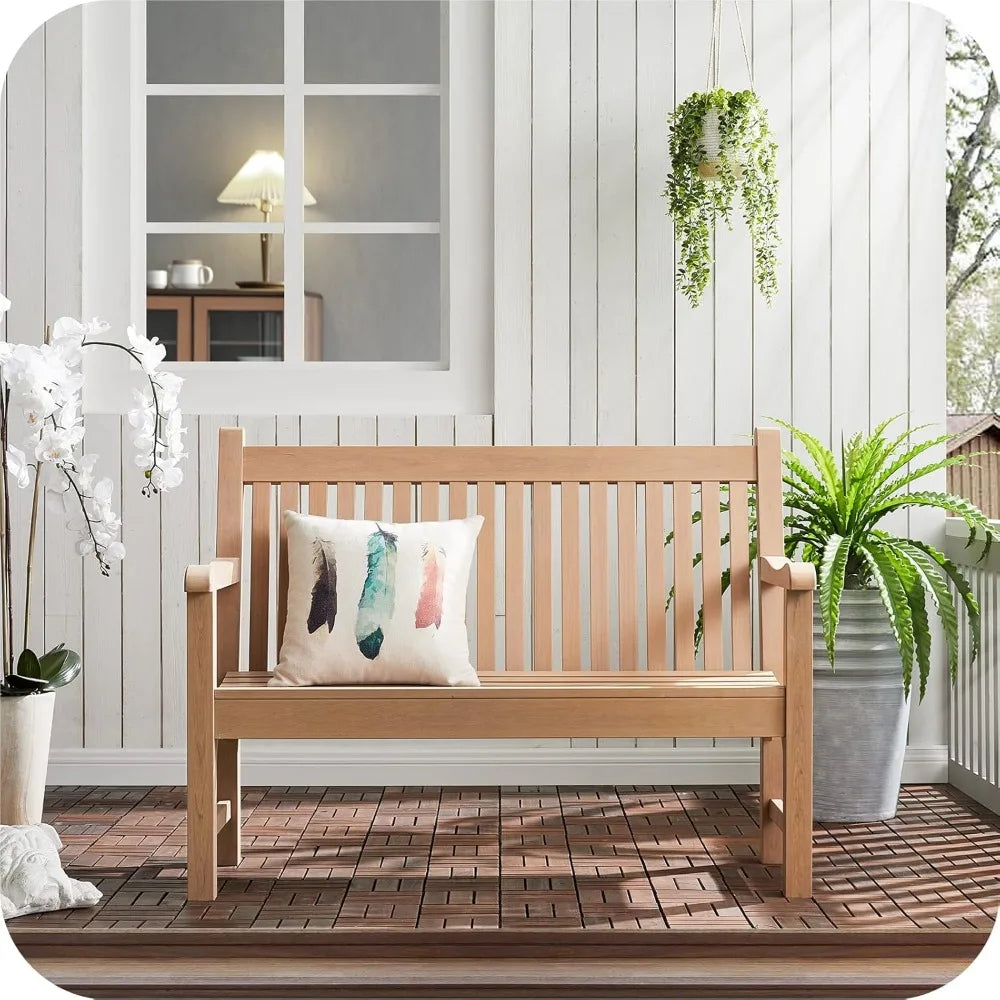 Psilvam 2 Person Poly Lumber Outdoor Bench with 700 Pounds Weight Capacity Weatherproof Garden Seating for Balcony Porch and Park
