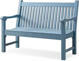 Psilvam 2 Person Poly Lumber Outdoor Bench with 700 Pounds Weight Capacity Weatherproof Garden Seating for Balcony Porch and Park